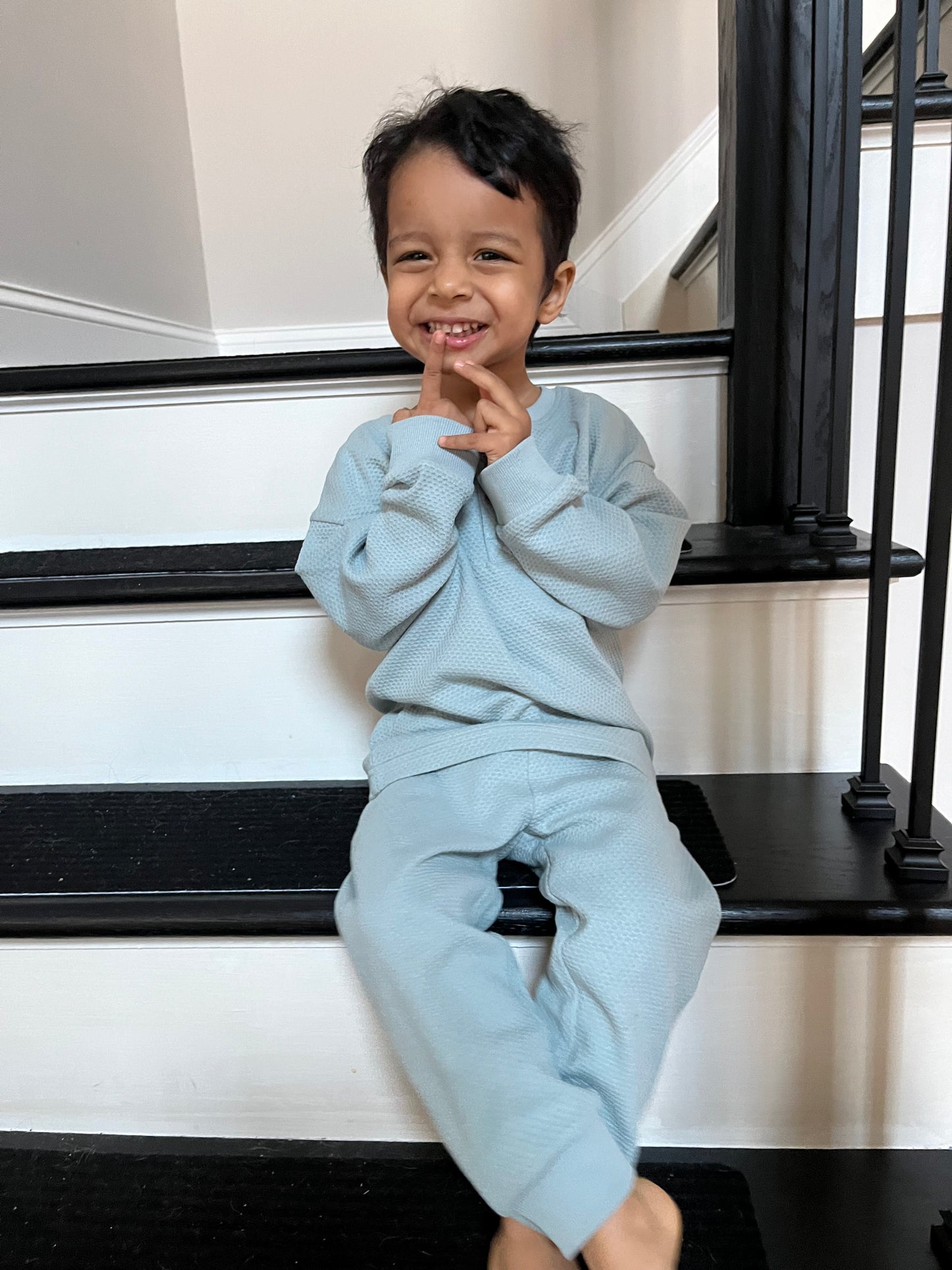 Powder Blue Waffle Knit